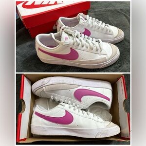 Nike White and Pink Blazer Low